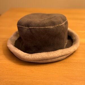 D&Y Patchwork Faux Suede Beige Bucket Hat One Size